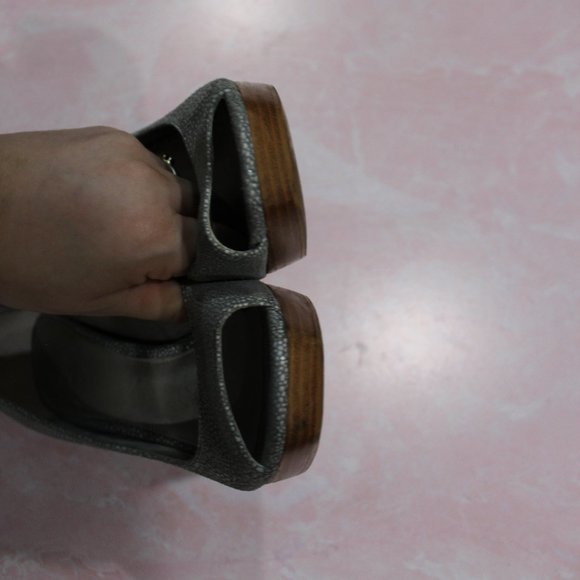 Calvin Klein Cora Blue Speckled Leather Square Toe High Heels sz 7 - Picture 8 of 10